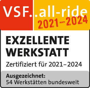 VSF..all-ride 2021-2024, zertifiziert, Zertifikat, Verband Service & Fahrrad, Qualität, Fahrradservice Hangelar